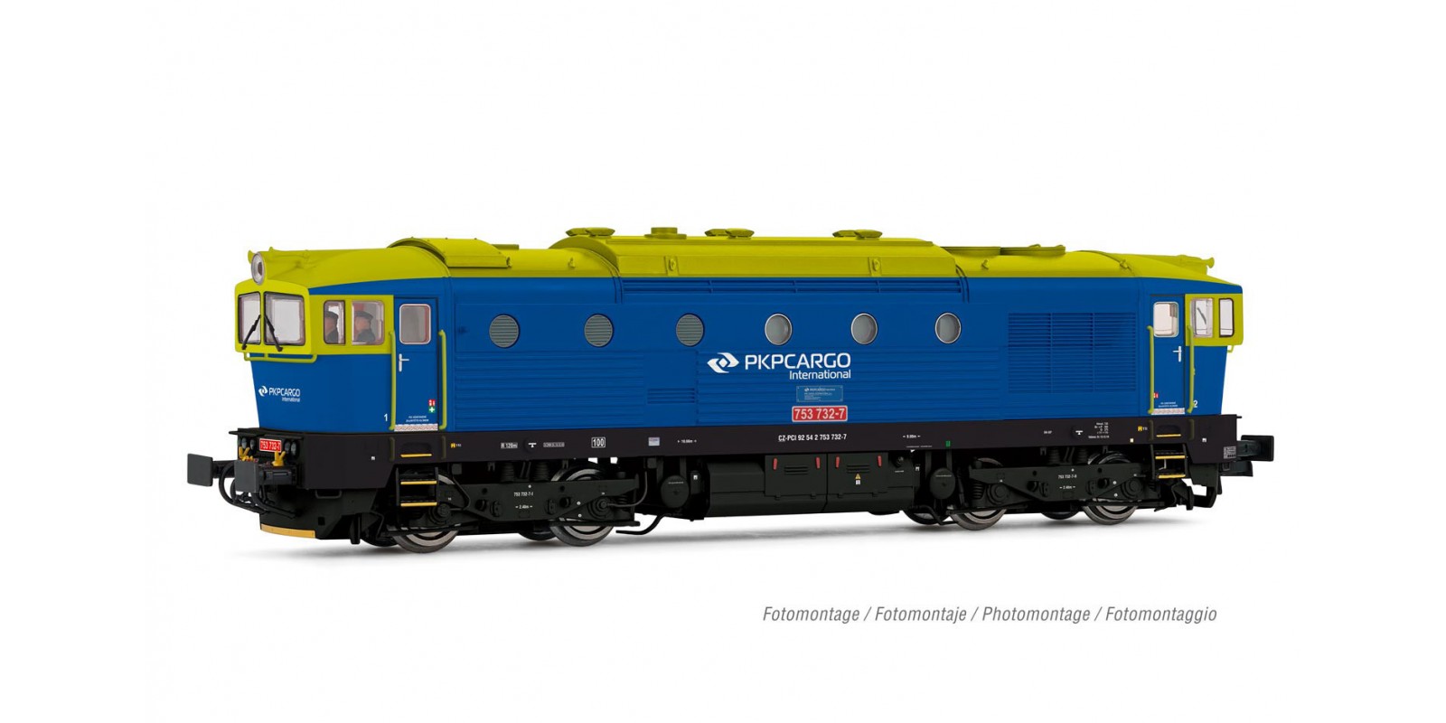 RI2864 PKP Cargo, diesel locomotive class D753.7, blue/luninous green livery, period V-VI