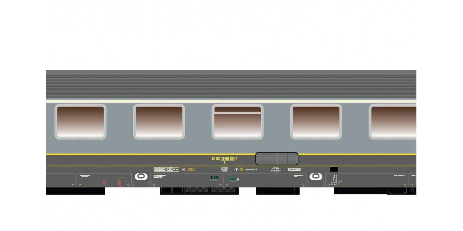 RI4281 FS, coach type Z, ivory / grey livery, 2nd class, new running number, period IV-V