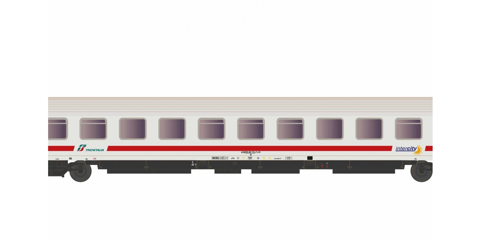 RI4284 FS, 2-unit pack passenger coaches type UIC-Z renovated (progetto 901/300) in "Intercity Sun"-livery, contains two 2nd class coaches, period VI