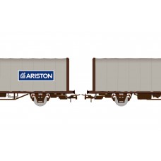 RI6464 FS, 2-unit pack tarpaulin wagons "ARISTON" and "INDESIT"in grey livery, period V-VI