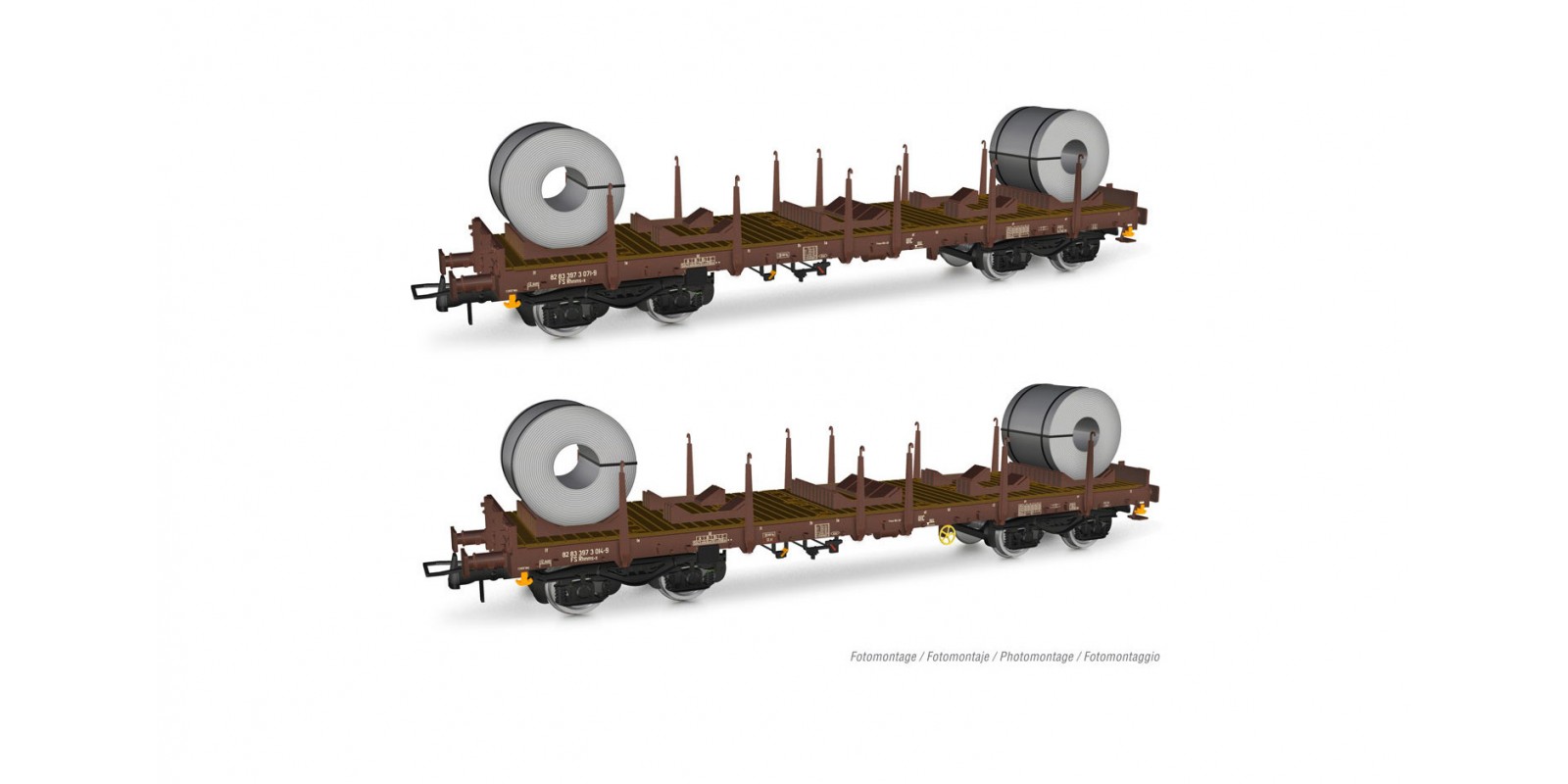 RI6478 FS, 2-unit pack of Rhmms-x flat wagons, loaded with coils, ep. V