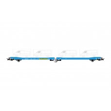 RI6500 Transwaggon, 3-axle flat wagon, blue livery, loaded with 4 Sprinter Vans, period V-VI