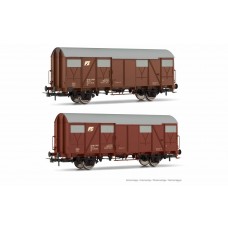 RI6506 FS, 2-units pack Gs closed wagons with flat walls, inclined FS logo, brown livery, ep. IV-V