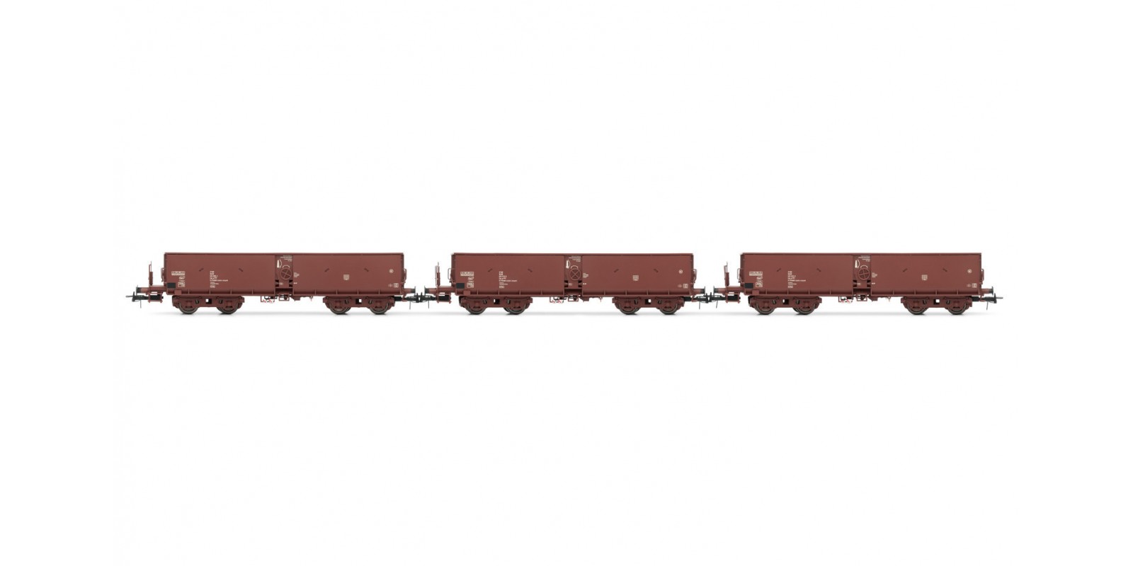 RI6521 DR, 3-unit pack hopper wagons with low top box Fadrrs, brown livery, period IV