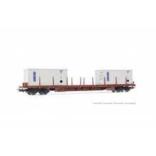 RI6523 FS, 4-axle flat wagon Rs, with 2 x 20' FIAT container