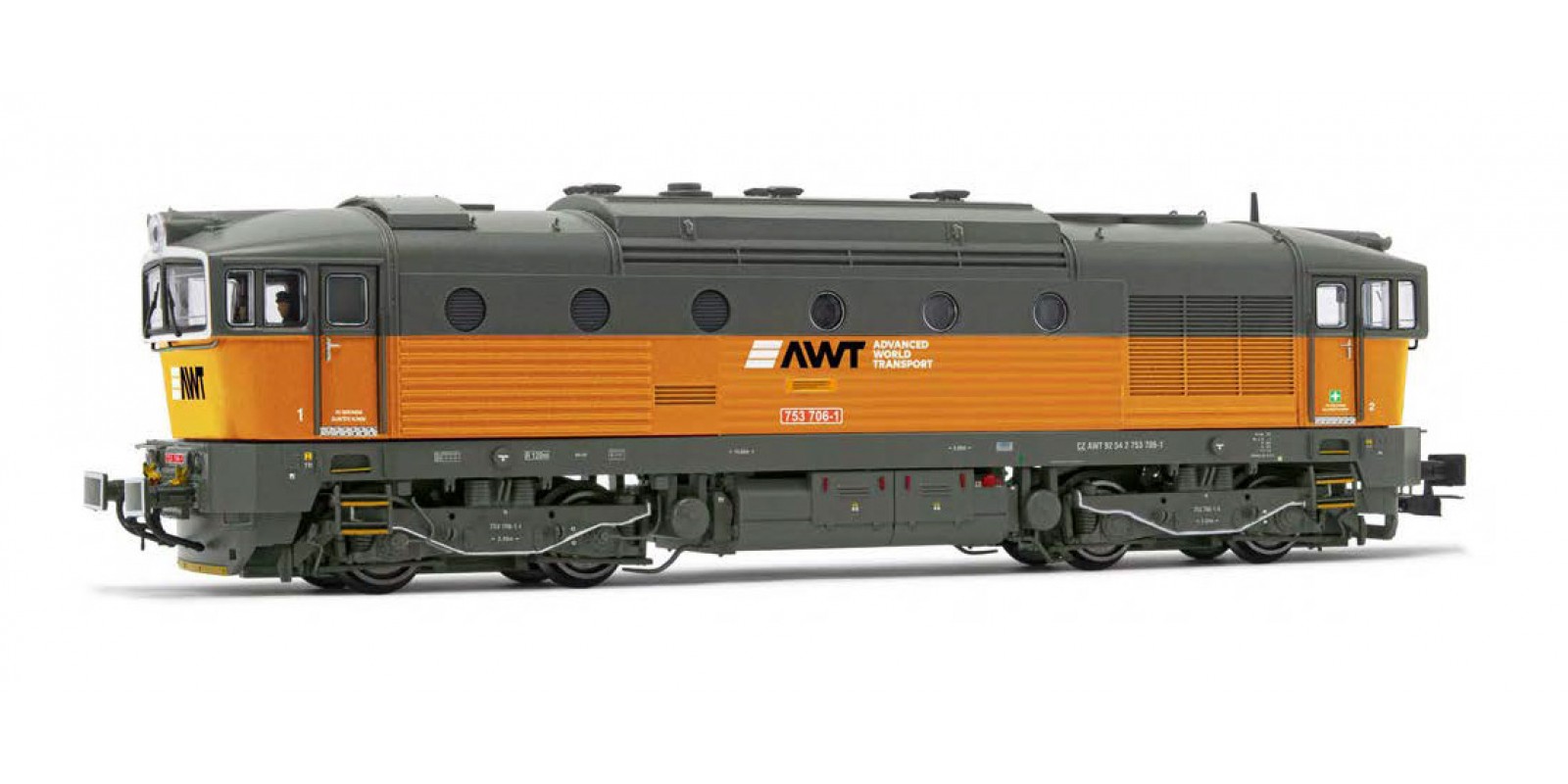 RI2928S AWT, 4-axle diesel locomotive class D753.7, orange/grey livery, ep. V-VI, with DCC sound decoder
