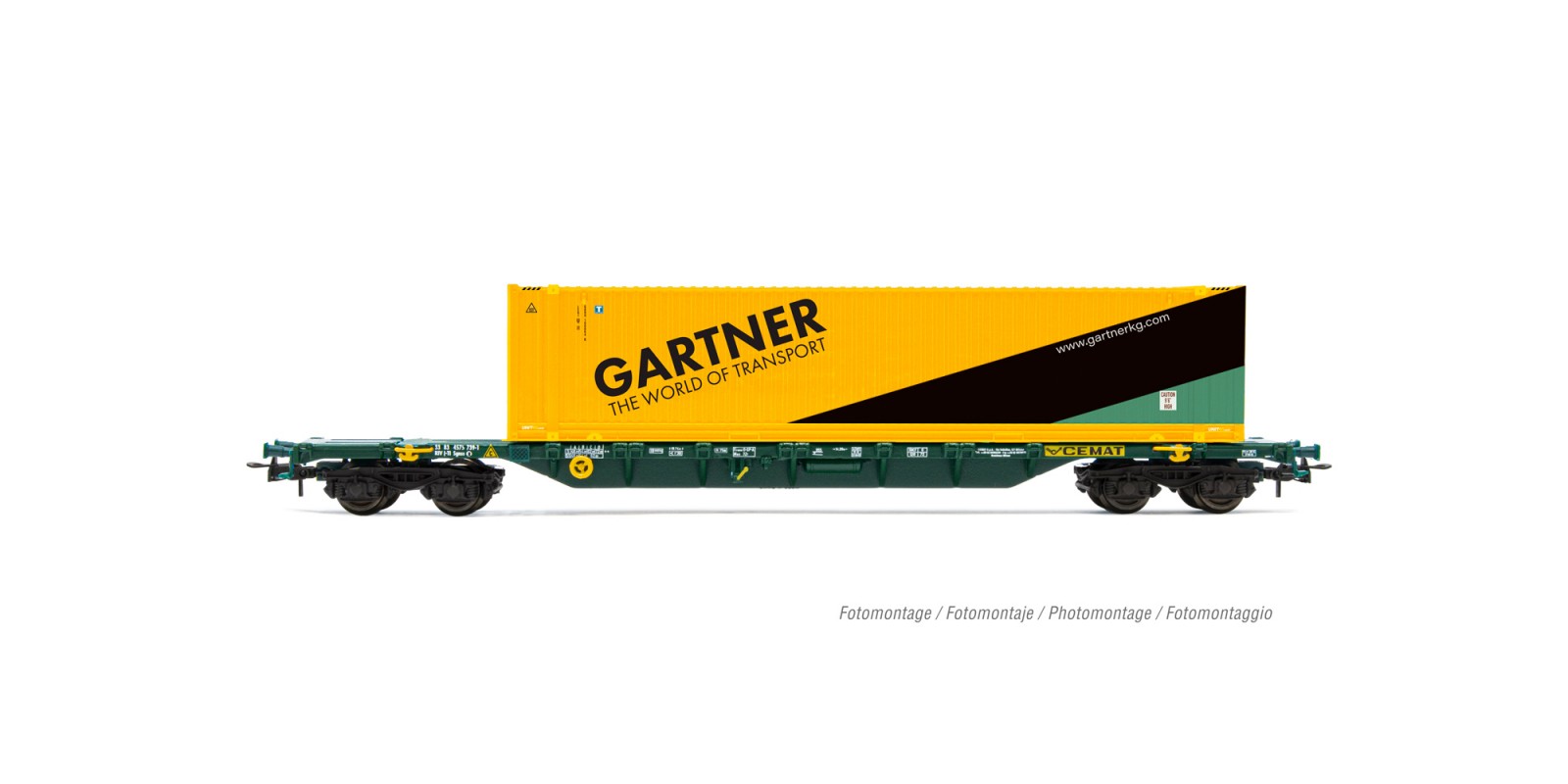 RI6579 CEMAT, 4-axle container wagon Sgnss with 45' container GARTNER