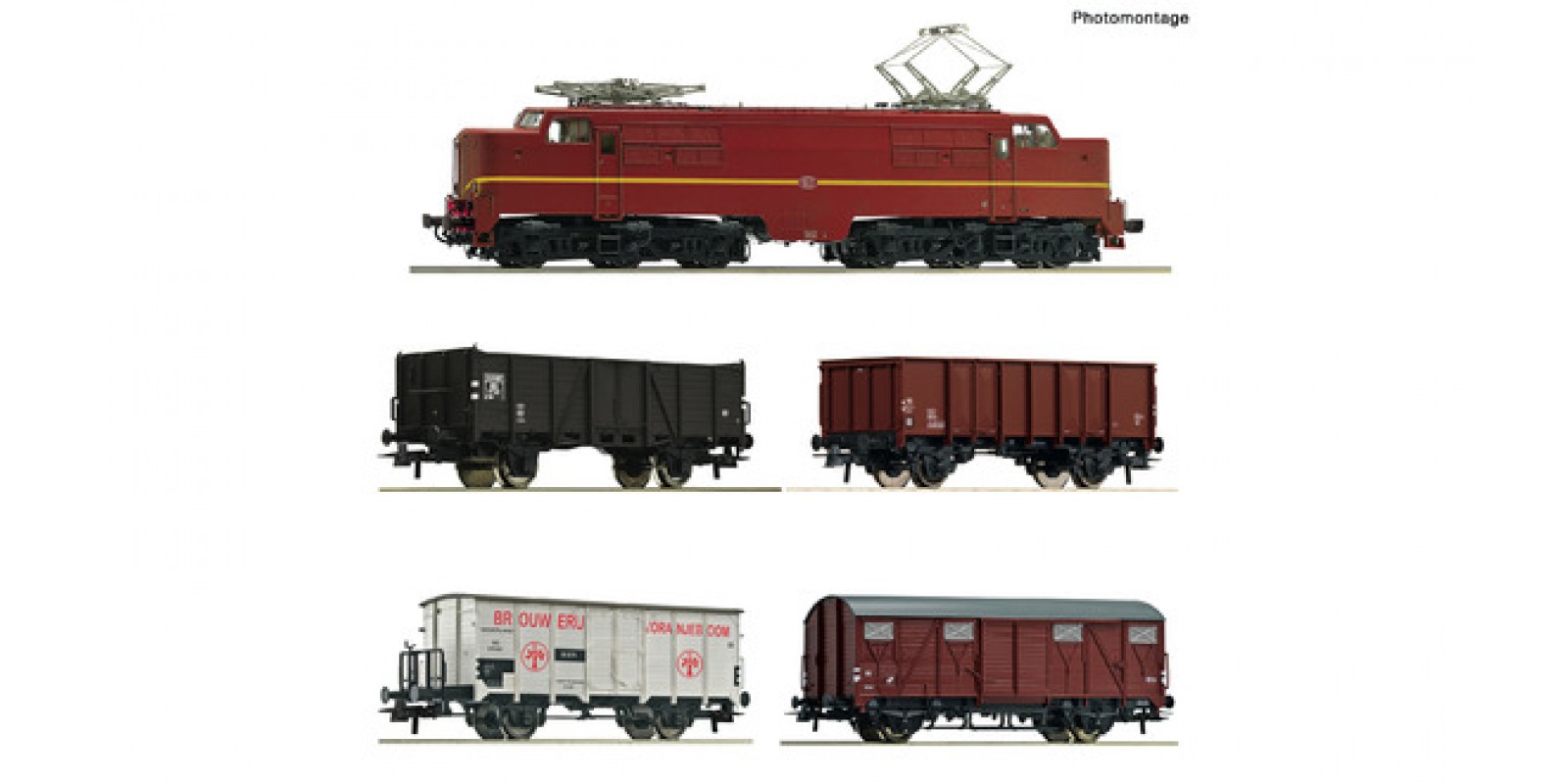 RO61460 - 5 piece set: Electric locomotive 1224 with freight train, NS