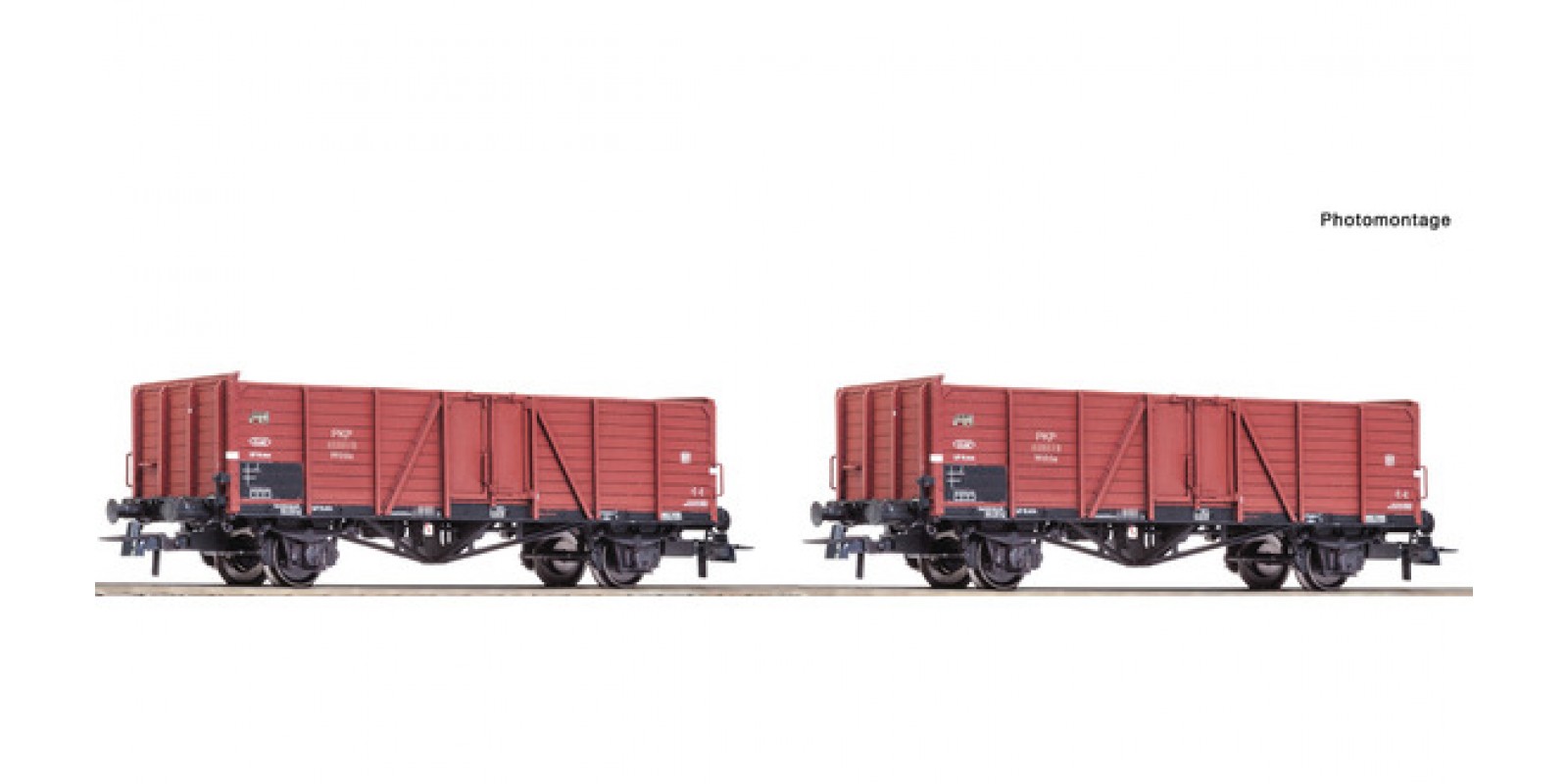 RO76104 - 2 piece set: Open goods wagons, PKP