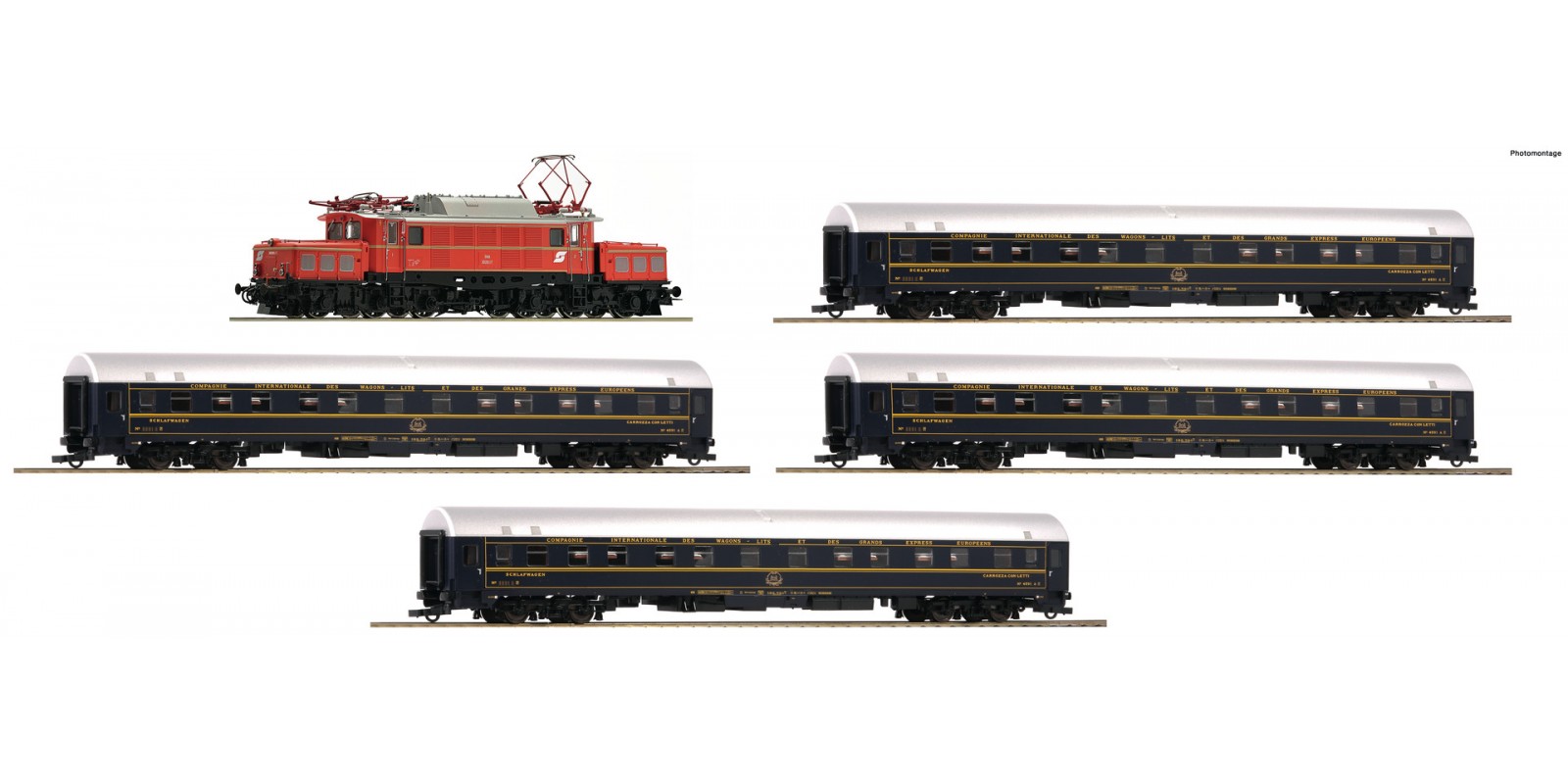 RO61468 - 5 piece set: Electric locomotive class 1020 and 4 sleeping cars