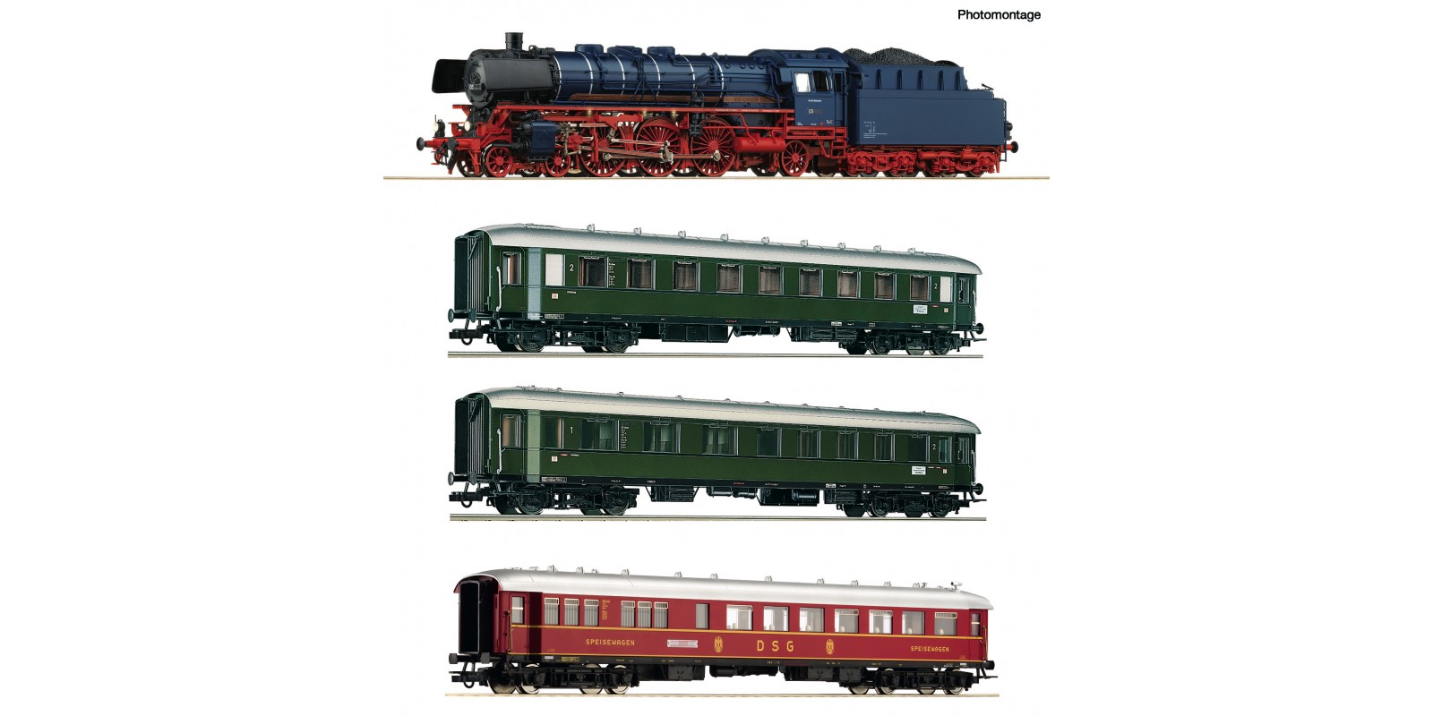 RO61474 - 4 piece set: Steam locomotive class 03.10 and fast train