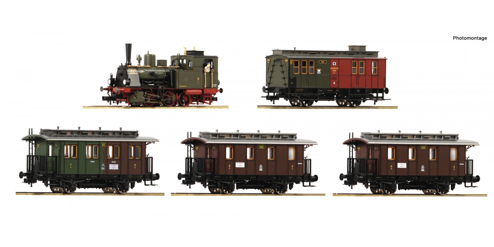RO61475 - Steam locomotive T3 and passenger cars, K.P.E.V.