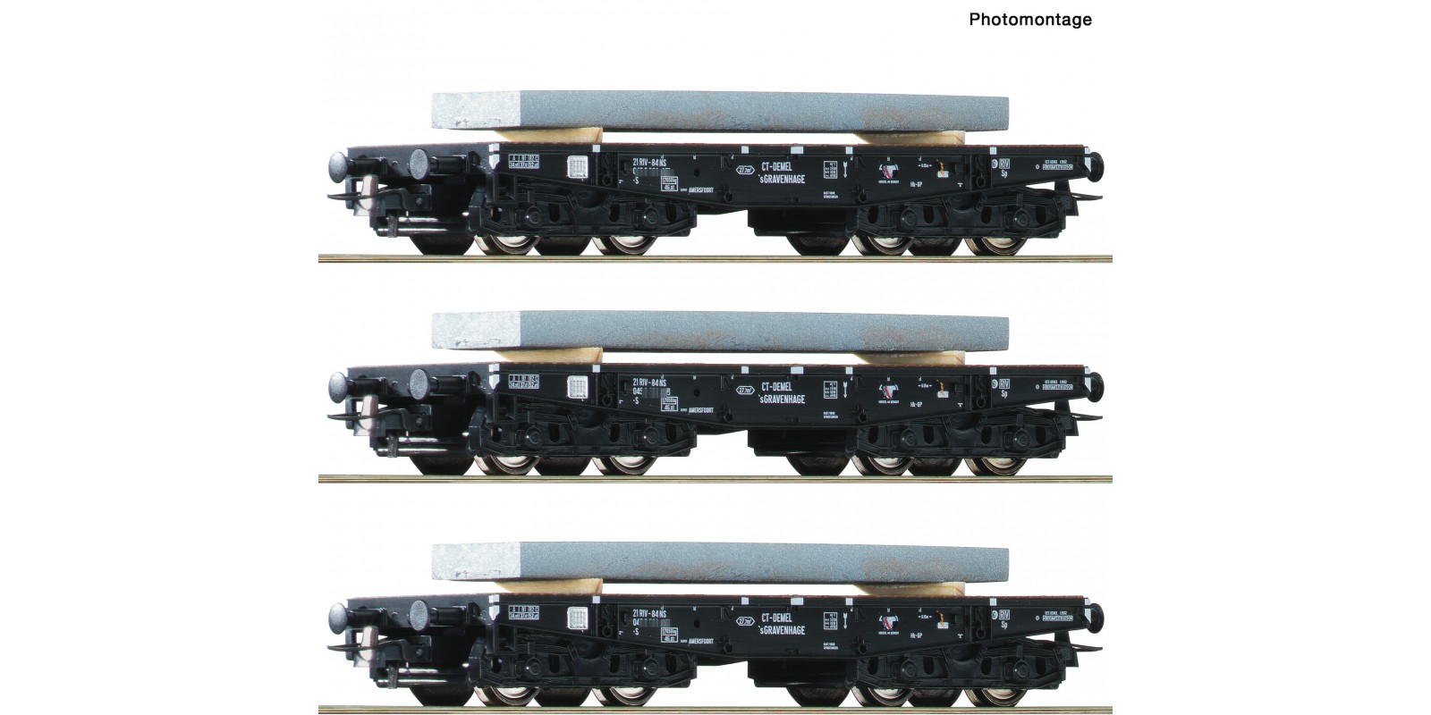 RO67194 - 3 piece set: Heavy duty flat wagons, NS