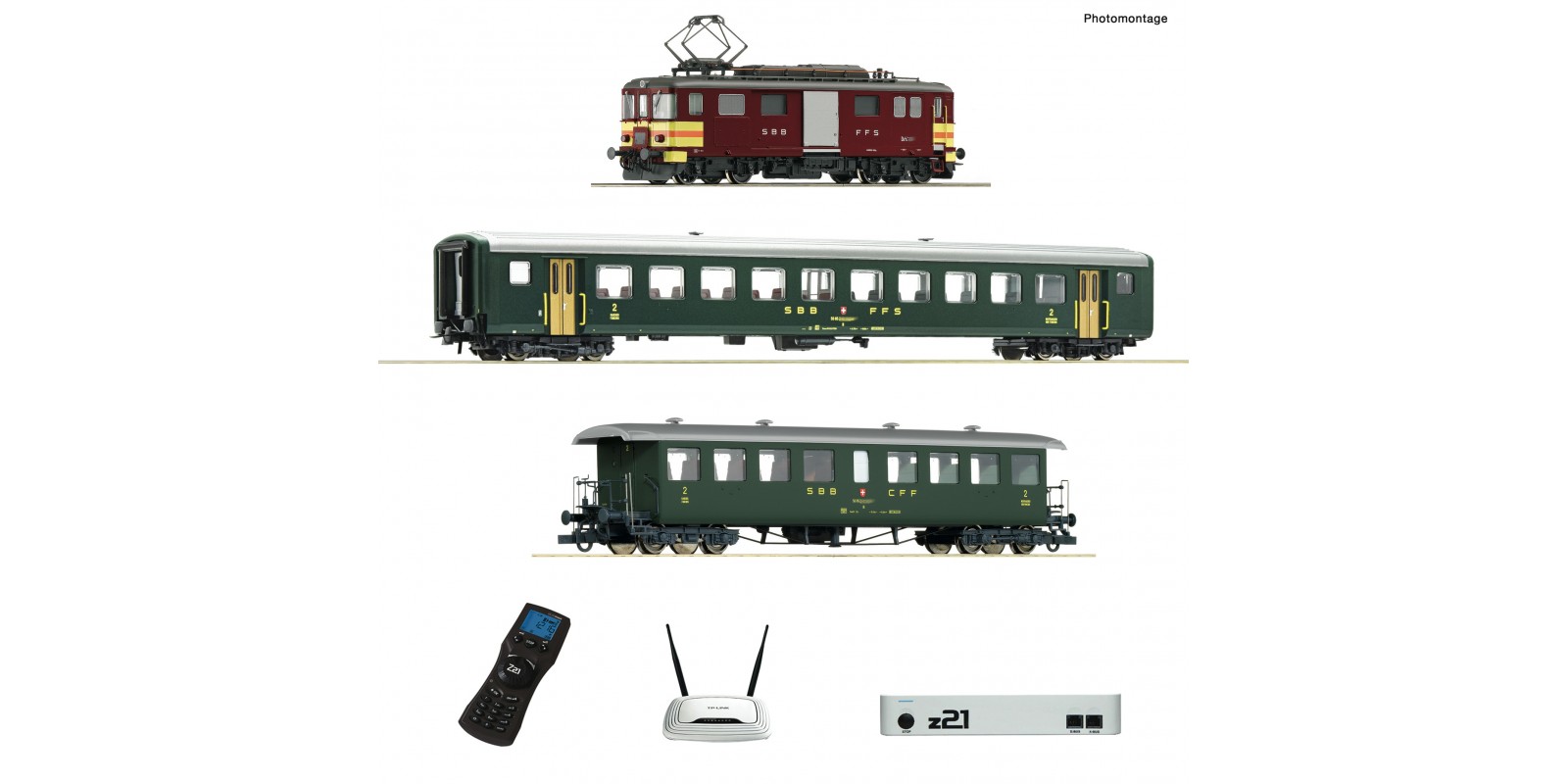 RO51338 z21 digital set: Electric luggage railcar De 4/4 with passenger train
