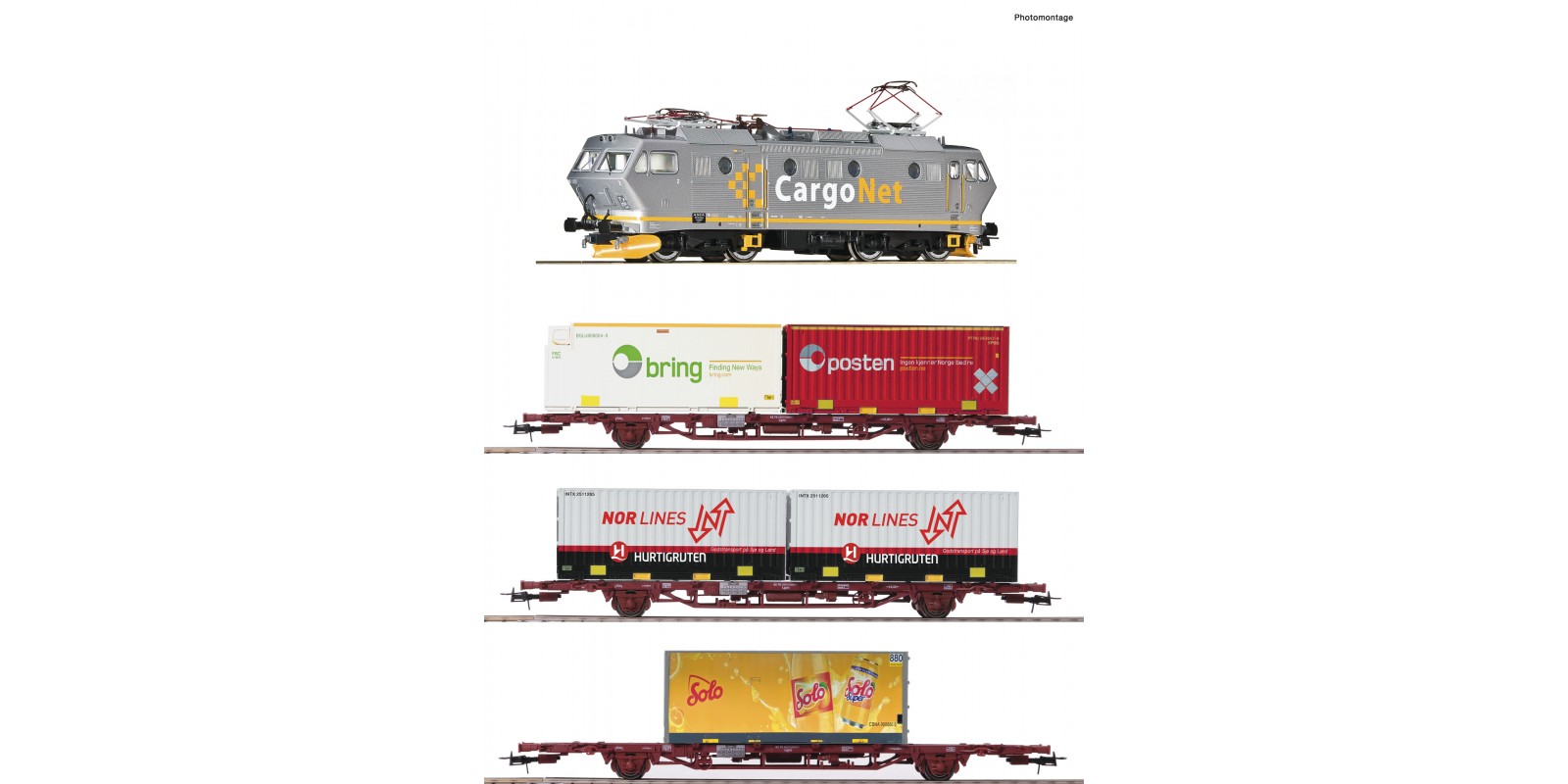RO61487 4 piece set: Electric locomotive EL 16 with goods train