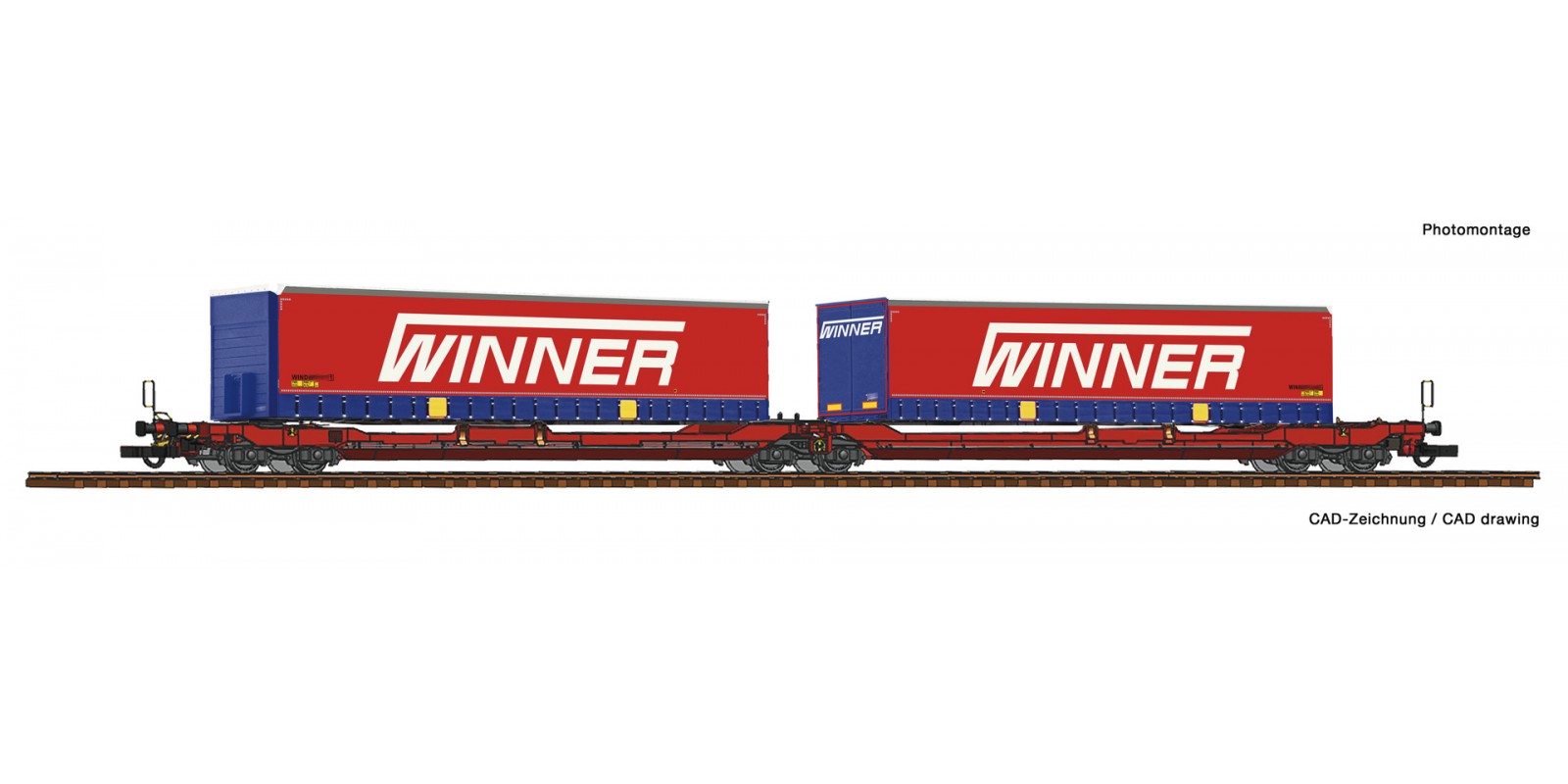 RO75887 Articulated double pocket wagon T3000e + Winner Trailer #1 Display 75886