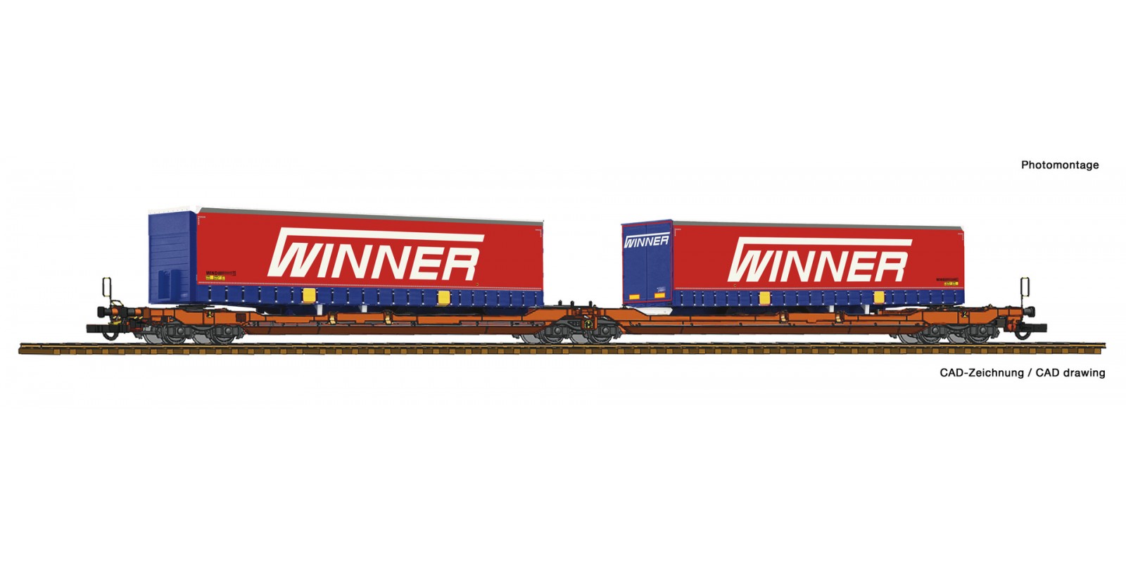 RO75889 Articulated double pocket wagon T3000e + Winner Trailer #3 Display 75886