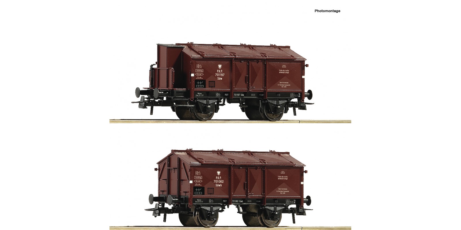 RO76043 2 piece set: Hinged lid wagons