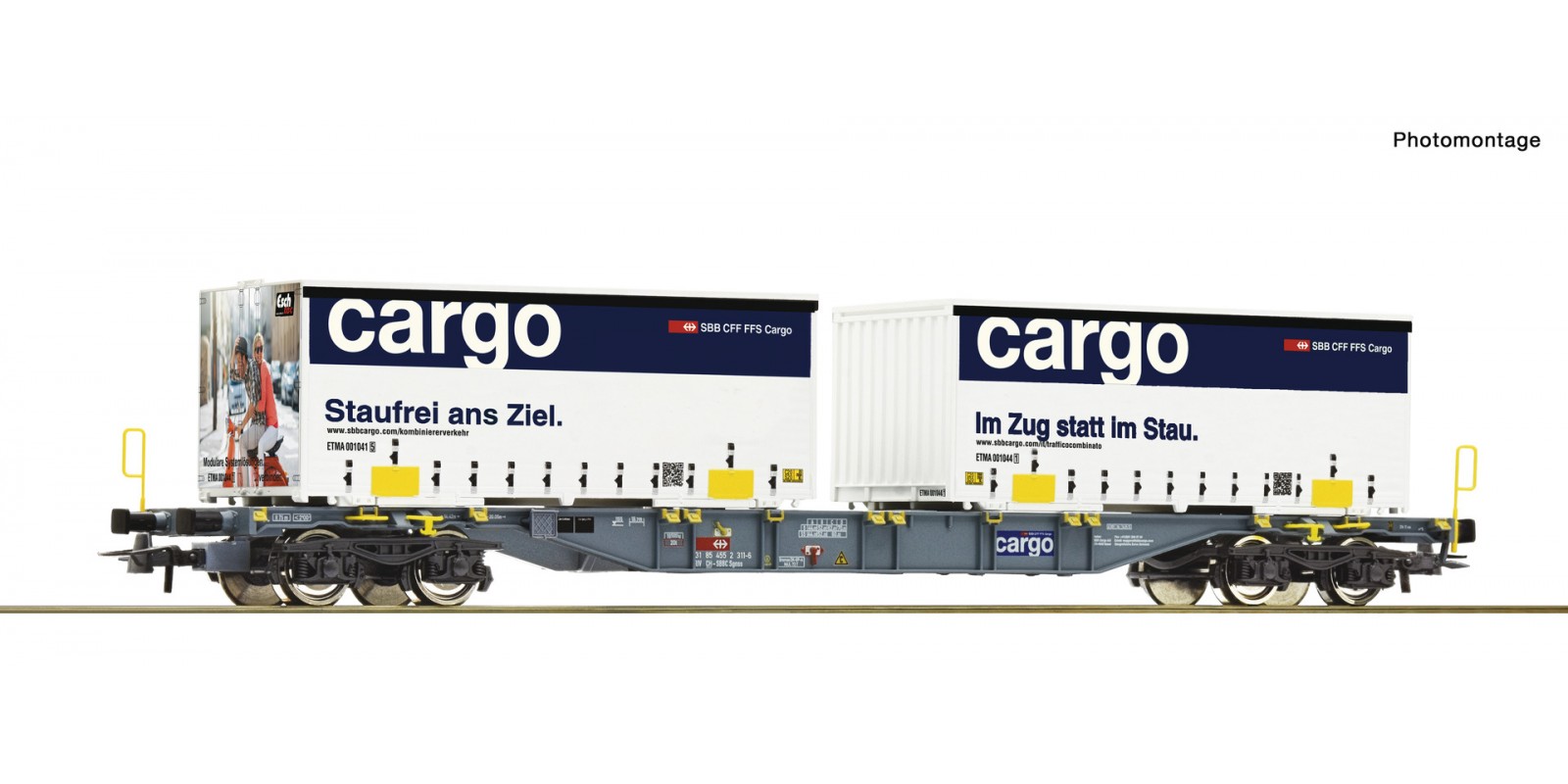 RO77341 Container carrier wagon + SBB Cargo