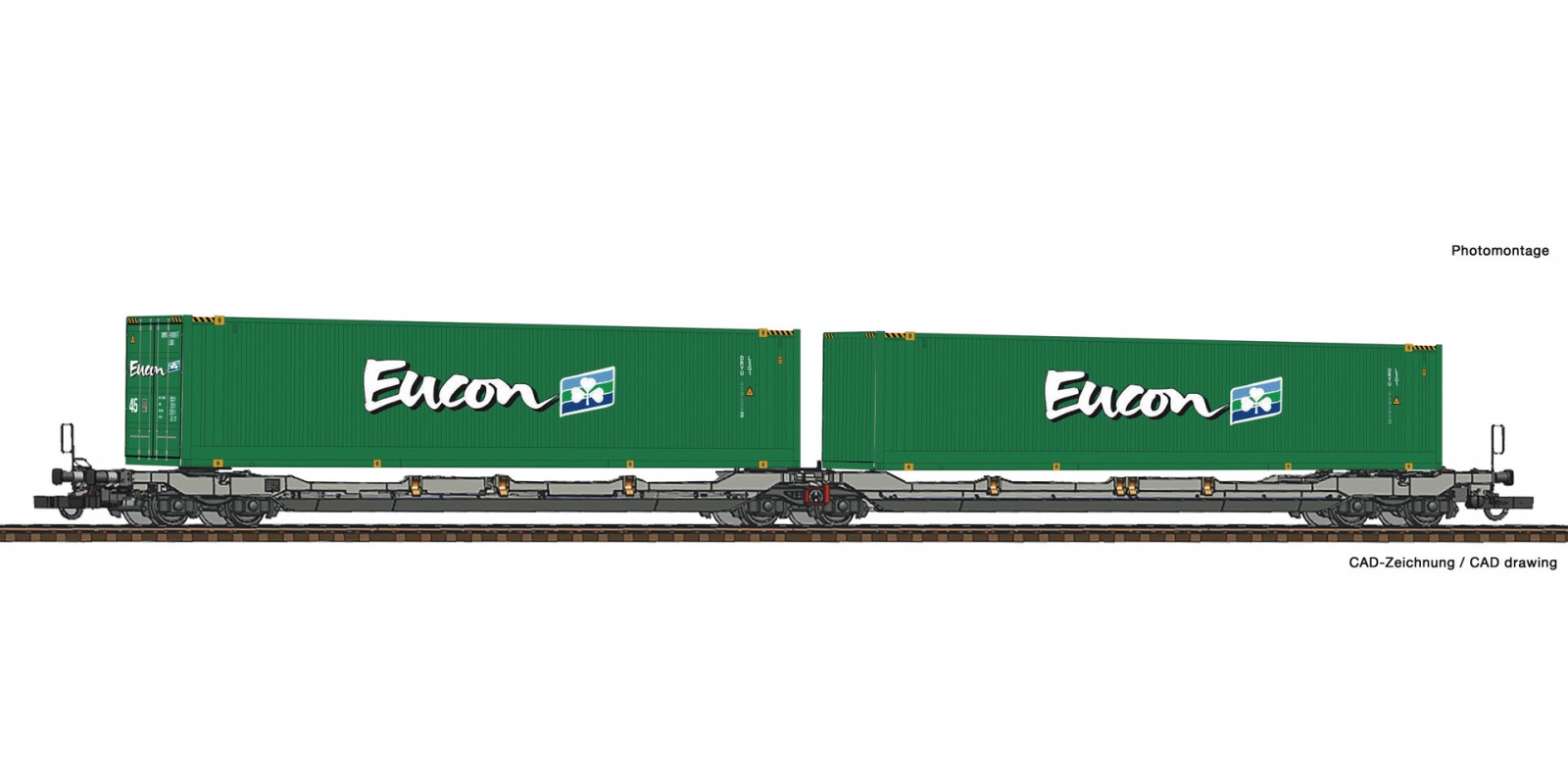 RO77398 Articulated double pocket wagon T3000e + Eucon Container