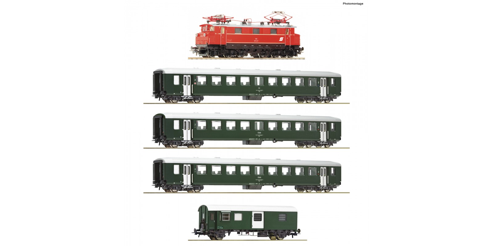 RO61493 5  piece set: Electric locomotive 1670.27 with passenger train, ÖBB