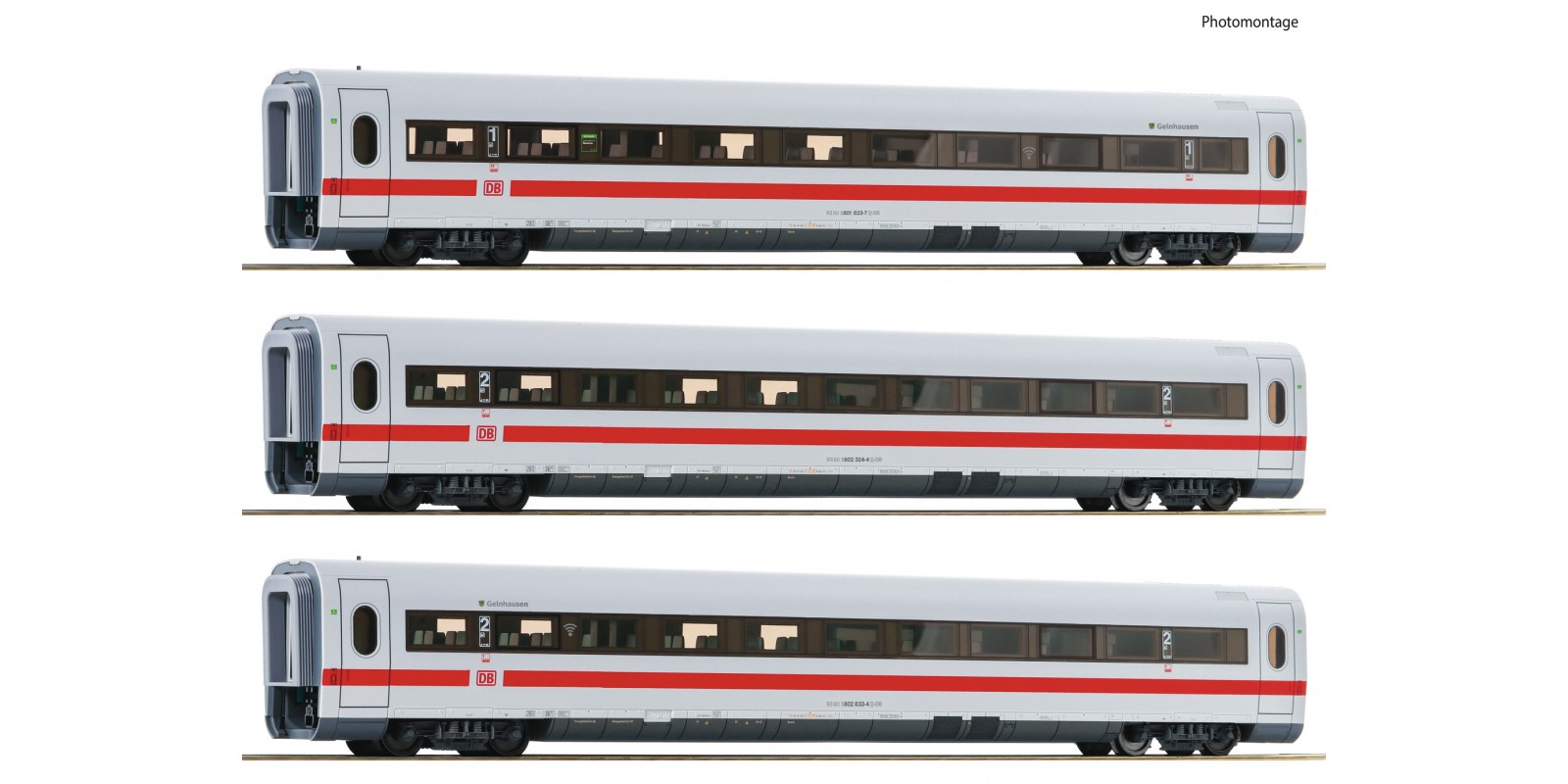 RO74029 3 piece set (2): Intermediate coaches ICE 1, DB AG