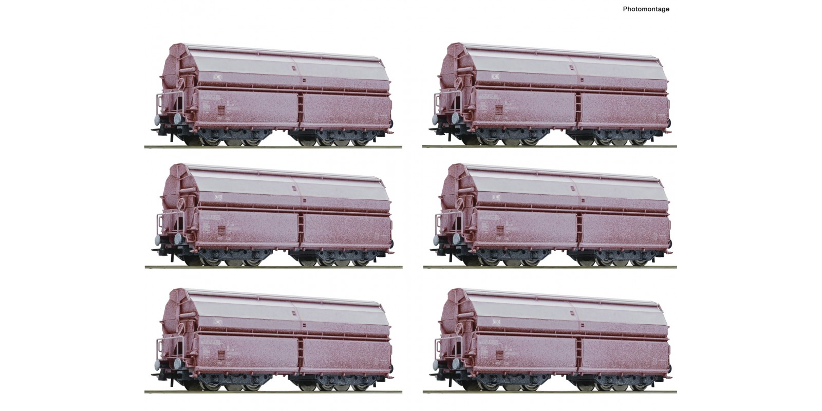 RO75866 12 piece display: Swing-roof wagons, DB
