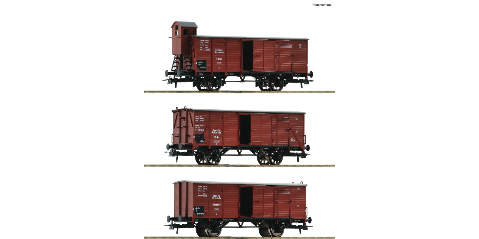 RO6600037 3-piece set: Covered freight wagon, DRG