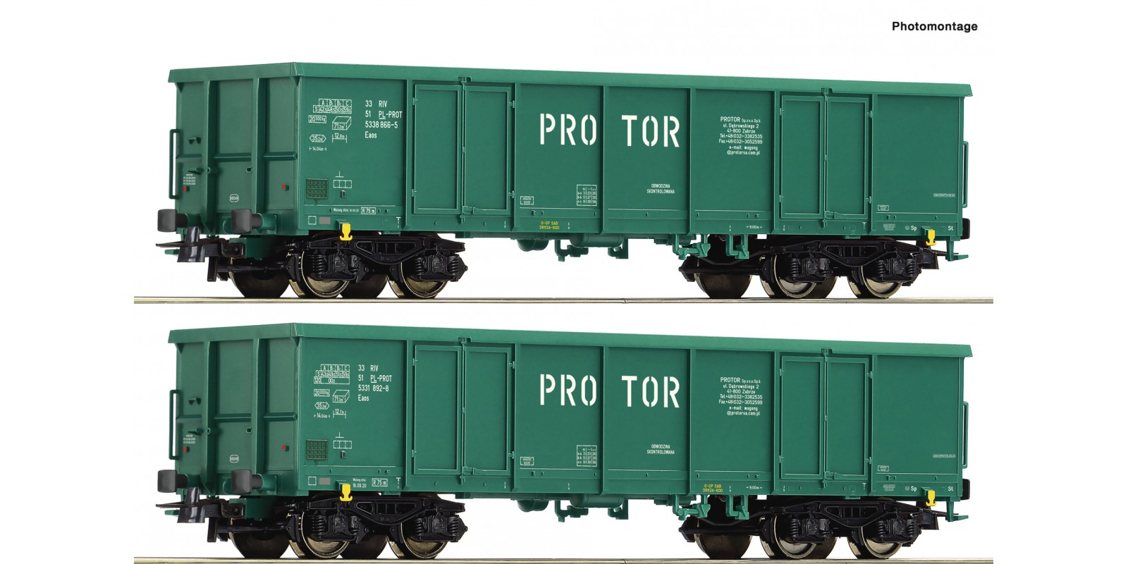 RO77032 2-piece set: Open freight wagon, PROTOR