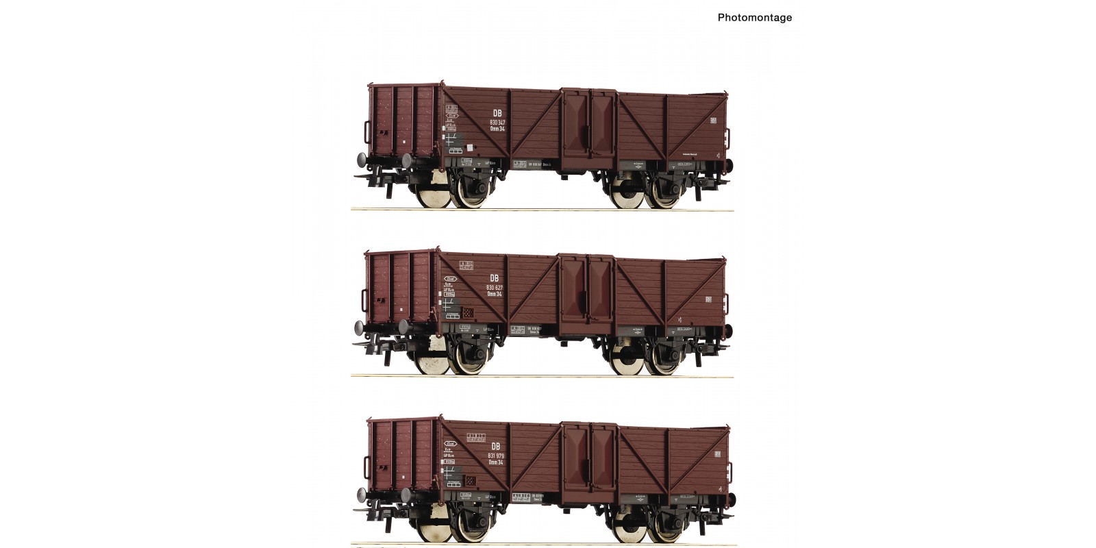 RO6600075 3-piece set: Open freight  wagons, DB              