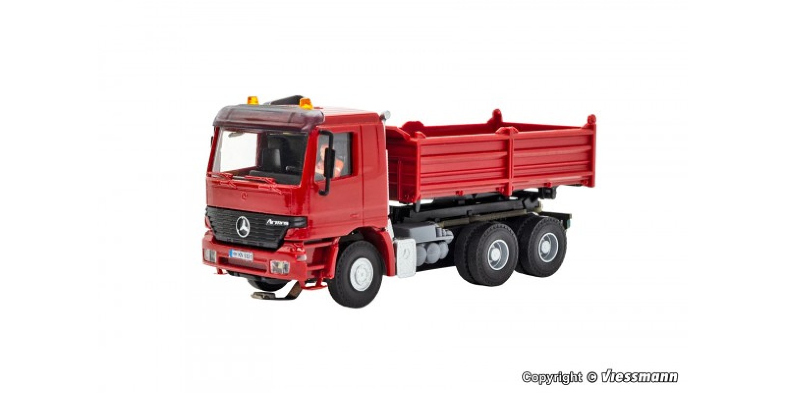 VI8014 MB ACTROS 3-axle dump truck with rotating flashing lights, red, basic, functional model
