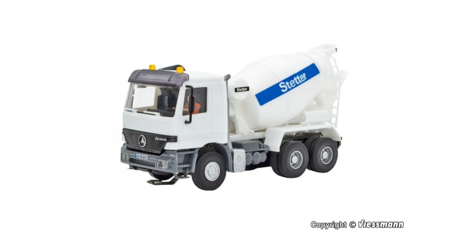 VI8031 H0 MB ACTROS 3-axle concrete mixer truck with rotating flashing lights, basic, functional model