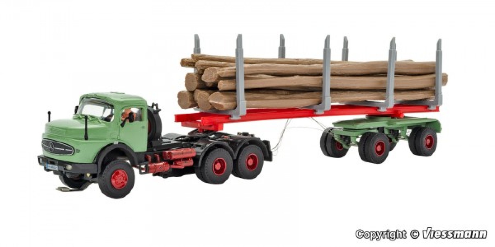 VI8036 H0 MB Round bonnet 3-axle with long log truck, basic, functional model