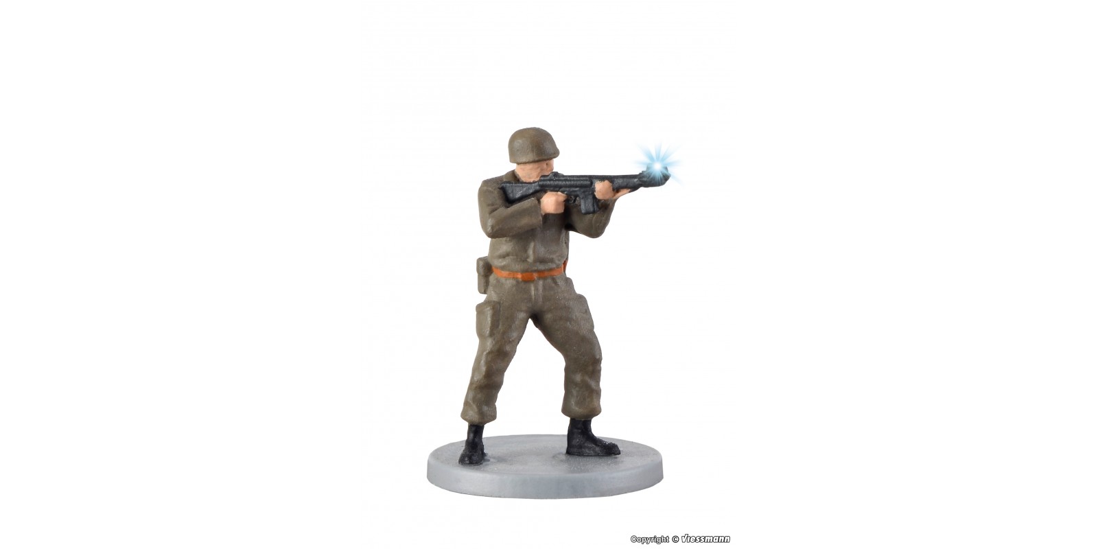 VI1530  H0 Soldier, standing with gun and muzzle flash